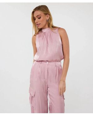 EsQualo Svea Silky Touch Halter Top - Pink