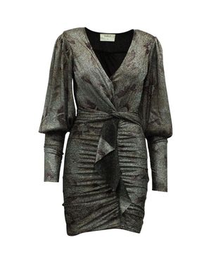 Ba&sh Lizie Floral Print Twist Front Knitted Dress - Black