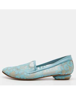 Nicholas Kirkwood Lace And Leather Casati Ballet Flats - Blue