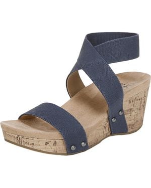LifeStride Del Mar Ankle Strap Open Toe Wedge Sandals - Blue