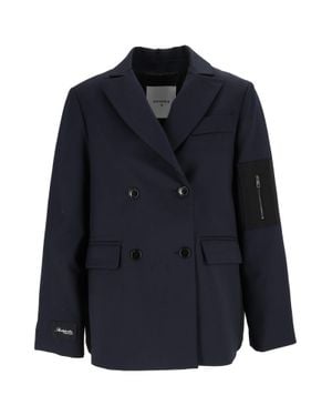 Shirtaporter Double-Breasted Contrast Double-Breasted Blazer - Blue