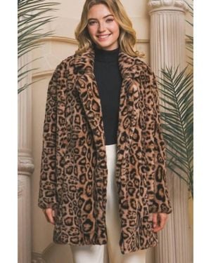 Love Tree Midi Faux Fur Jacket - Brown