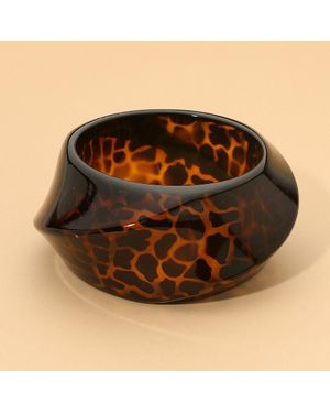 Fashnzfab Bold Oversized Sculpted Resin Bangle Bracelet - Brown