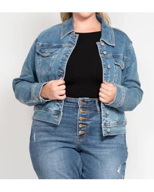 Judy Blue Classic Vintage Wash Denim Jacket - Blue