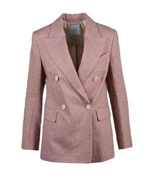 Eleventy Double-Breasted Linen Jacket - Pink