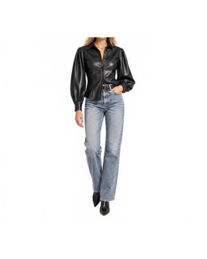 En Saison Rylee Faux Leather Top - Black
