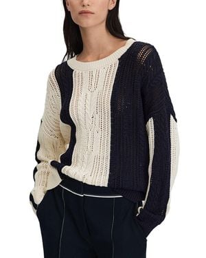 Reiss Terry Colorblock Open Stitch Sweater - Blue