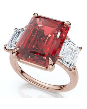 Pompeii3 13Ct Ruby & Diamond Ring Lab Grown - Red