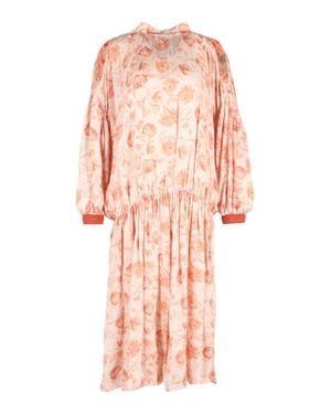 Mother Of Pearl Floral Print Silk Cold-Shoulder Midi Dress - Pink