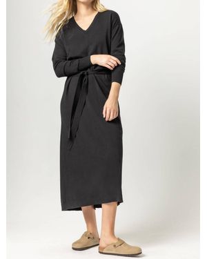 Lilla P Easy V-Neck Sweater Dress - Black