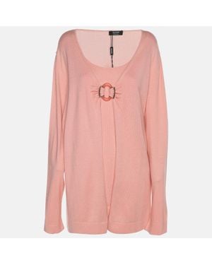 Basler Peach Stretch Knit Full Sleeve Shrug - Pink