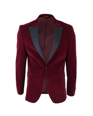 Oliver Tweed Burgundy Velvet Dinner Tuxedo Suit Jacket Blazer - Red
