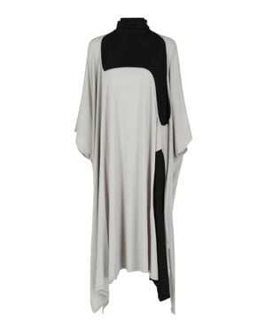Ferragamo High Neck Kaftan Dress With Sash Inlay - Gray
