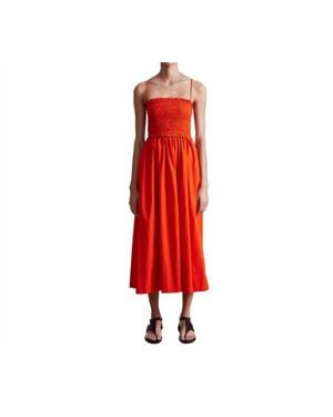 Apiece Apart Porta Smocked Spaghetti Midi Dress - Red