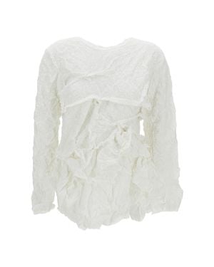 Comme des Garçons Crinkled Ruffle Cotton-Blend Tank Top - White