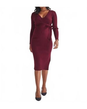 ANGEL MATERNITY Wool Knit Maternity Midi Dress - Red