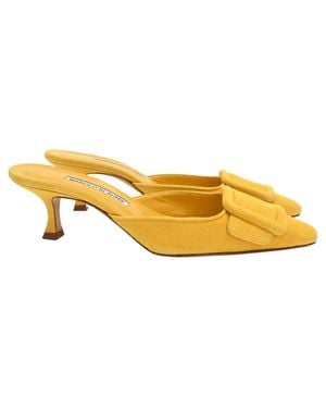 Manolo Blahnik Maysale Heeled Mules - Yellow
