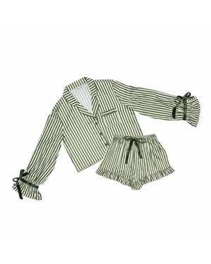 Bella Sleep + Spa Button Up Top And Pajama Short Set - Green