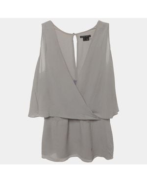 Theory Chiffon Sleeveless Alizay Maden Top - Gray