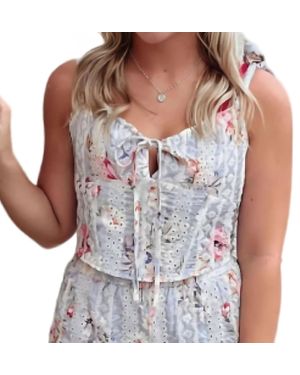 Dance & Marvel Sleeveless Floral Tie Front Crop Top - Multicolor