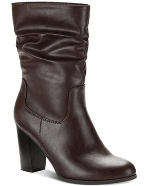 Style & Co. Style & Co Saraa Boot Block Heel Slouch Mid-Calf Booties Lion605 - Brown
