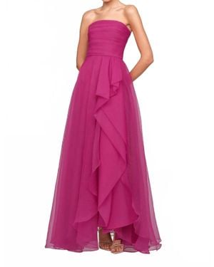 THEIA Teresa Strapless Draped Gown - Purple