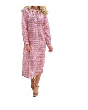 Just Darviny Sunita Long Sleeve Kaftan - Pink