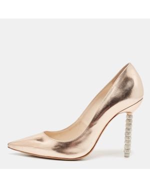 Sophia Webster Rose Leather Crystal Embellished Heel Coco Pumps - Natural