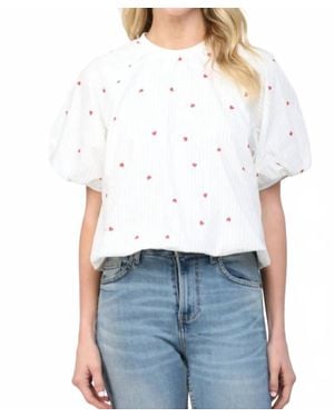 Fate Pinstripe And Heart Top - White