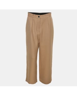Maje Khaki Rib Knit Wide Trouser - Natural