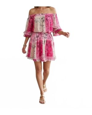 5 PROGRESS Off The Shoulder Bandana Print Mini Dress - Pink