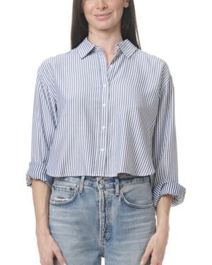 Splendid Nora Stripe Button Down Shirt - Blue