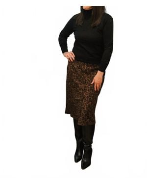 Thml Brooke Leopard Print Suede Midi Skirt - Black