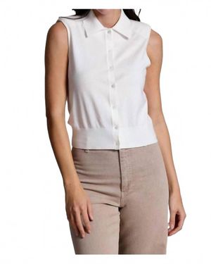 Minnie Rose Button Front Sleeveless Polo - Gray