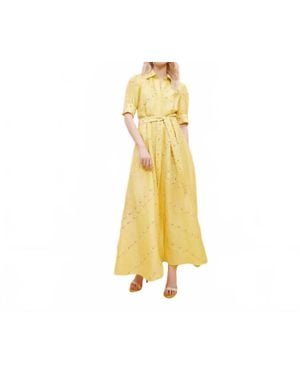 La Fuori Soleil Eyelet Embroidered Shirtdress - Yellow