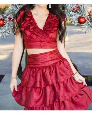 TCEC Ruffled Romance Top - Red