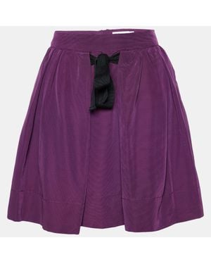 See By Chloé Cotton Pleated Tie Detail Mini Skirt M - Purple