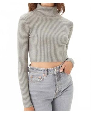 Fashion District LA Turtleneck Ribbed Sweater - Gray