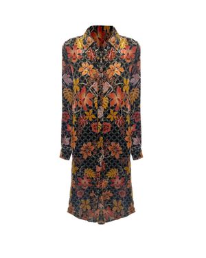 Johnny Was Jasmoon Flore Velvet Relaxed Overshirt Dress - Multicolor
