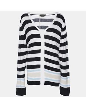 Marina Rinaldi Stripe Knit Fabric Sweatshirt - Blue