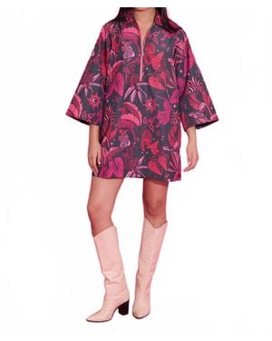 Alden Adair Zebra Lounge Dakota Mini Dress - Red