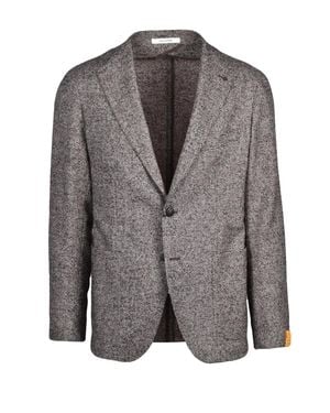 Tagliatore Textured Virgin Wool-Blend Round Jacket - Gray