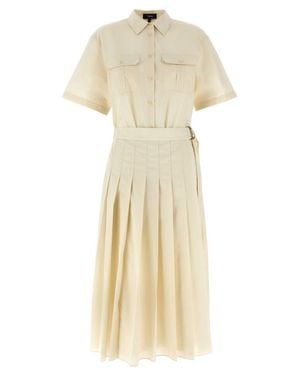 Theory Shirt-Style Maxi Wrap Dress With Pleated Skirt - Natural