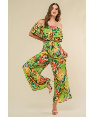 TRUEDAMES Daring Heart Woven Jumpsuit - Green