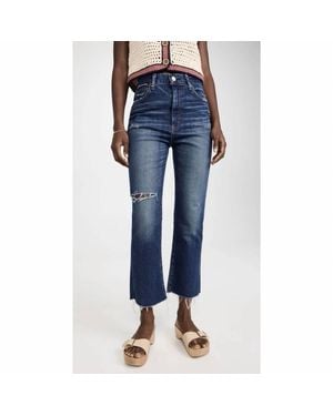 Moussy Rhode Cropped Flare Hi-Rise Jeans - Blue