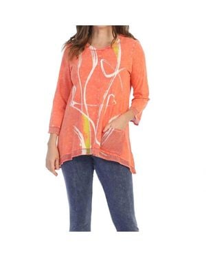 Jess & Jane Willow Mineral Washed Mesh Contrast Top - Orange