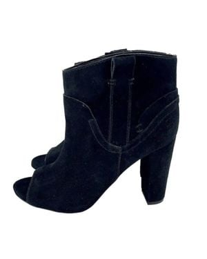 Vince Camuto Camey Peep Toe Suede Leather Ankle Boots - Blue
