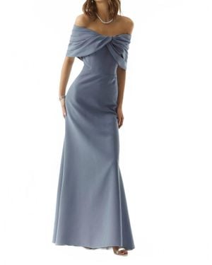 Mori Lee Draped Off The Shoulder Evening Dress - Blue