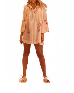 Kinga Csilla Minnie Embroidered Halle Mini Dress - Orange