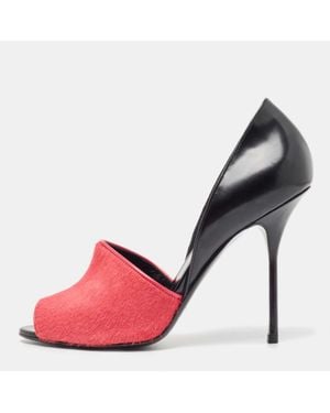 Pierre Hardy Calf Hair Leather And Calf Hair Open Toe Pumps - Pink